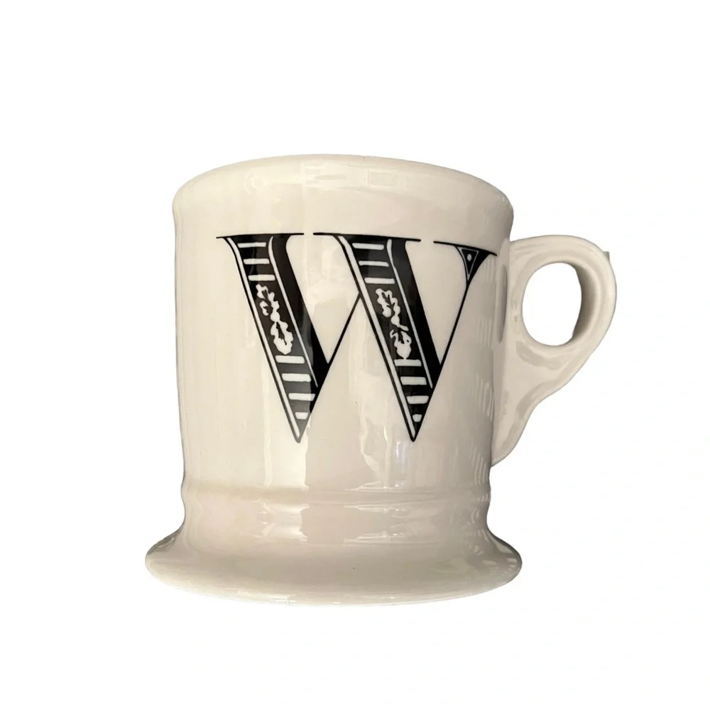 Anthropologie Monogram Coffee Tea Initial Mug Letter W Shaving Style Cup